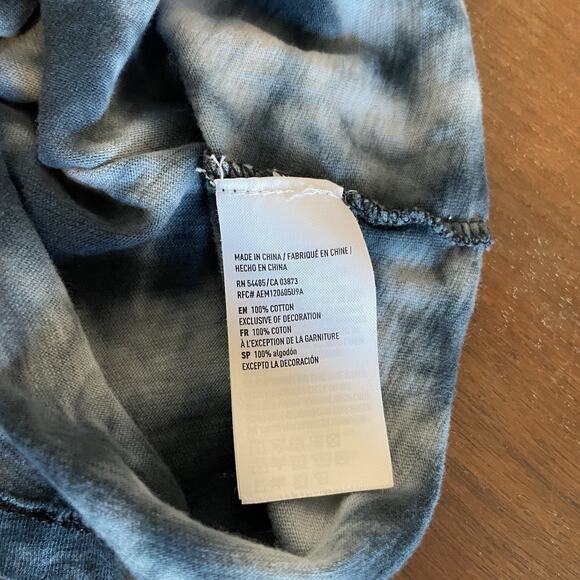 American Eagle Women's Med Short Sleeve Tie Dye Embroidered Cottage Boho Shirt - Picture 7 of 12